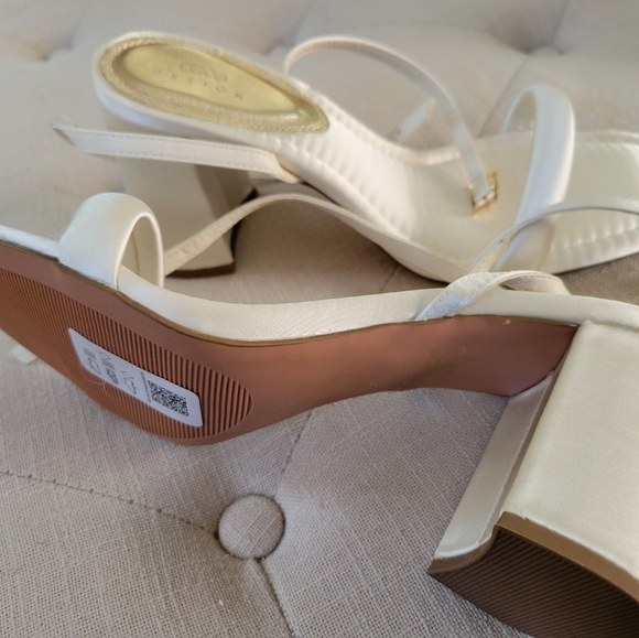 Ivory Satin Block Heels, Wide Fit - Picture 2 of 4